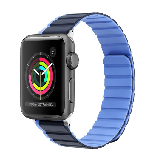 For Apple Watch Series 2 42mm ZGA Two Color Magnetic Silicone Watch Band(Dark Blue+Light Blue) - Watch Bands by ZGA | Online Shopping UK | buy2fix