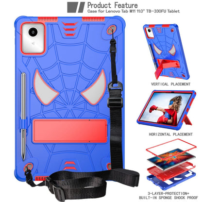 For Lenovo Tab M11/ Xiaoxin Pad 11 2024 Fold-Holder Spider Silicone Hybrid PC Tablet Case(Blue Red) - Lenovo by buy2fix | Online Shopping UK | buy2fix