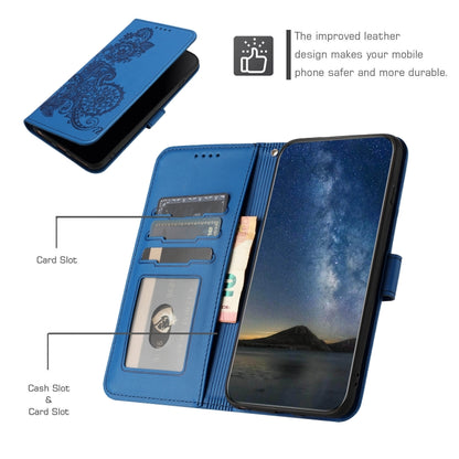 For iPhone SE 2024 Datura Flower Embossed Flip Leather Phone Case(Blue) - More iPhone Cases by buy2fix | Online Shopping UK | buy2fix