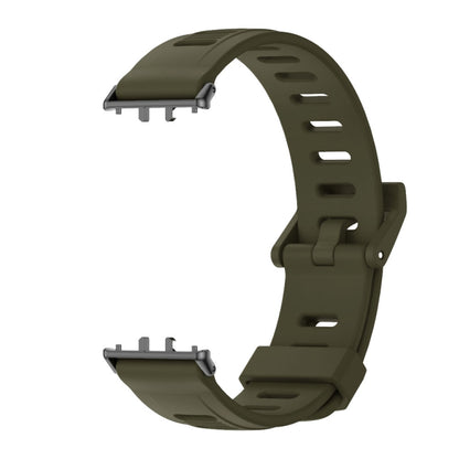 For Samsung Galaxy Fit 3 Mijobs Flat Hole Silicone Watch Band(Khaki Green+Black) - Watch Bands by MIJOBS | Online Shopping UK | buy2fix