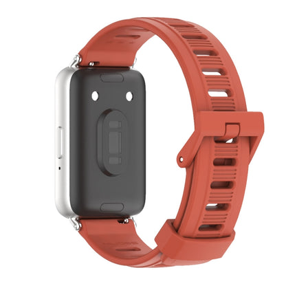 For Samsung Galaxy Fit 3 Mijobs Flat Hole Silicone Watch Band(Orange+Silver) - Watch Bands by MIJOBS | Online Shopping UK | buy2fix