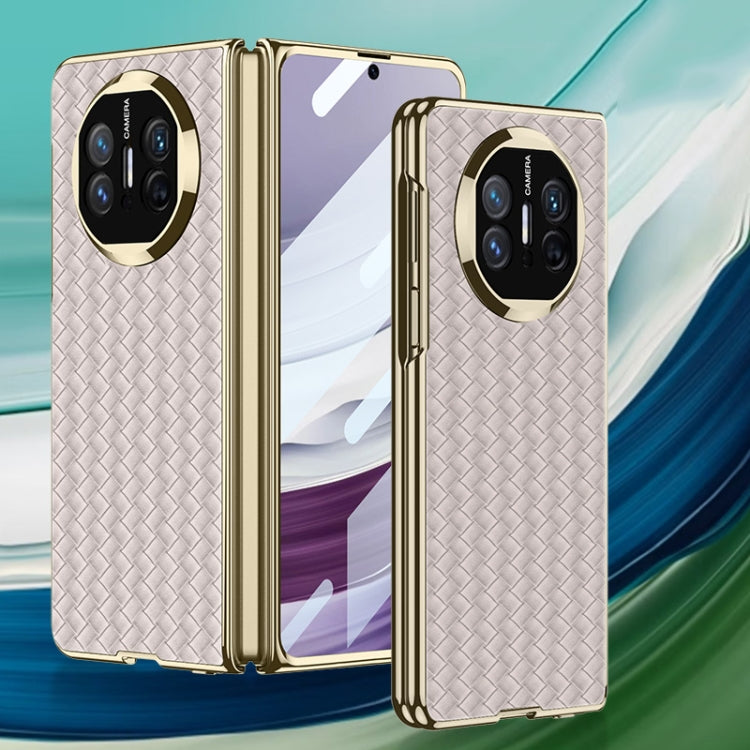 For Huawei Mate X5 GKK Leather Ultra-thin Electroplating Woven Texture Shockproof Phone Case(White) - Huawei Cases by GKK | Online Shopping UK | buy2fix