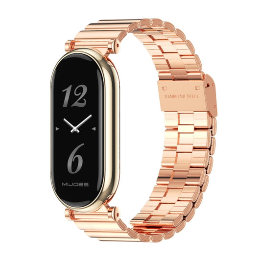 For Xiaomi Mi Band 8 Mijobs GT4 Bamboo Buckle Metal Watch Band(Rose Gold) - Watch Bands by MIJOBS | Online Shopping UK | buy2fix