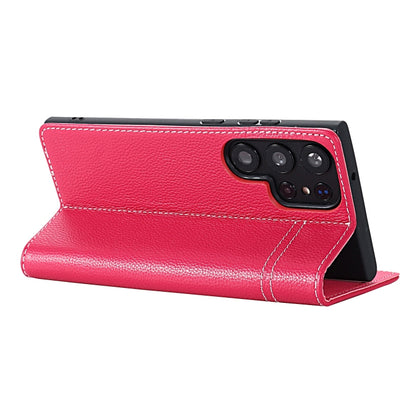 For Samsung Galaxy S24+ 5G GEBEI Top-grain Horizontal Flip Leather Phone Case(Rose Red) - Galaxy S24+ 5G Cases by GEBEI | Online Shopping UK | buy2fix