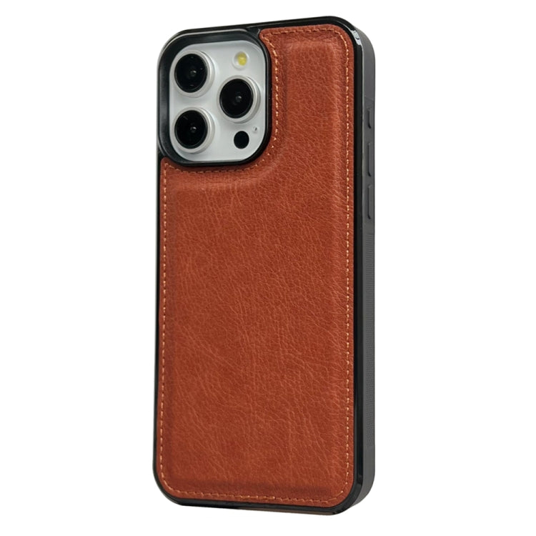 For iPhone 16 Pro Cowhide Texture Back Cover Phone Case(Brown) - iPhone 16 Pro Cases by buy2fix | Online Shopping UK | buy2fix