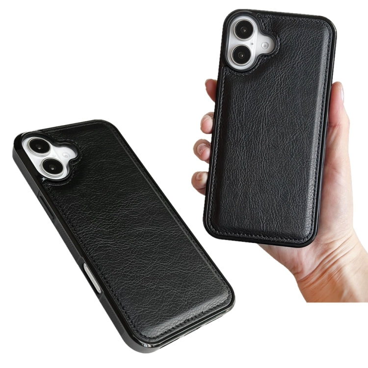 For iPhone 16 Plus Cowhide Texture Back Cover Phone Case(Black) - iPhone 16 Plus Cases by buy2fix | Online Shopping UK | buy2fix