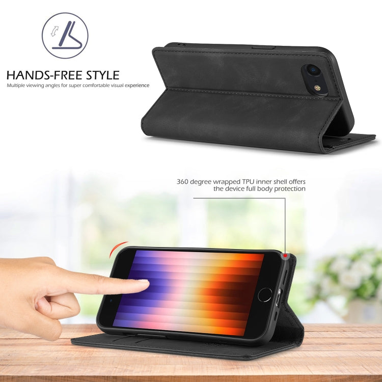 For iPhone SE 2024 LC.IMEEKE Strong Magnetic Leather Phone Case with Holder & Card Slots & Wallet(Black) - More iPhone Cases by LC.IMEEKE | Online Shopping UK | buy2fix