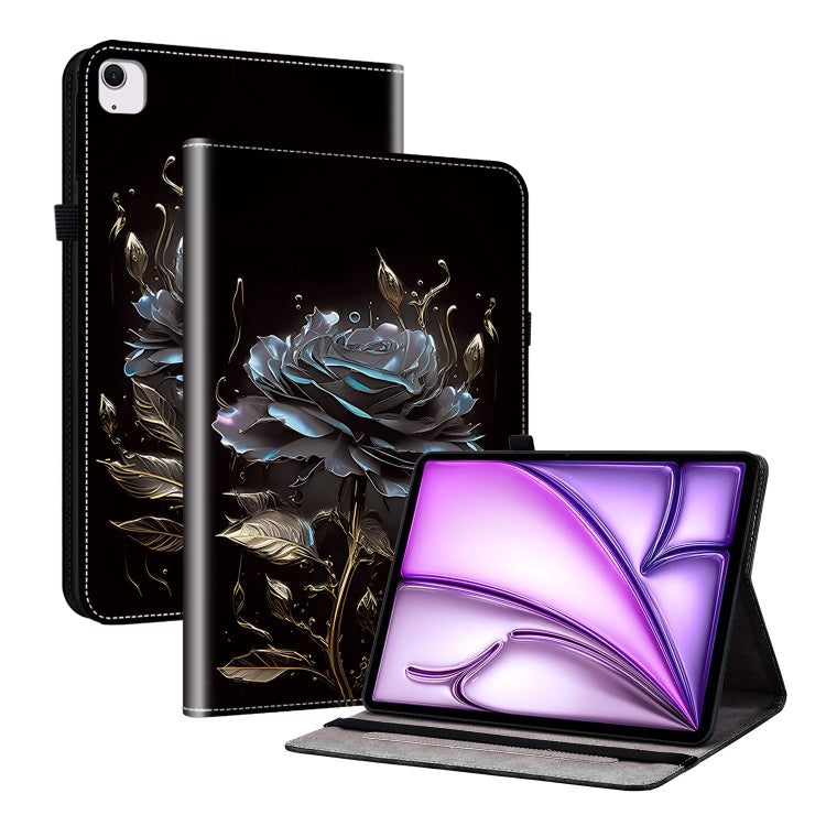 For iPad Air 13 2024 Crystal Texture Painted Leather Smart Tablet Case(Black Rose) - iPad Air 13 2024 Cases by buy2fix | Online Shopping UK | buy2fix