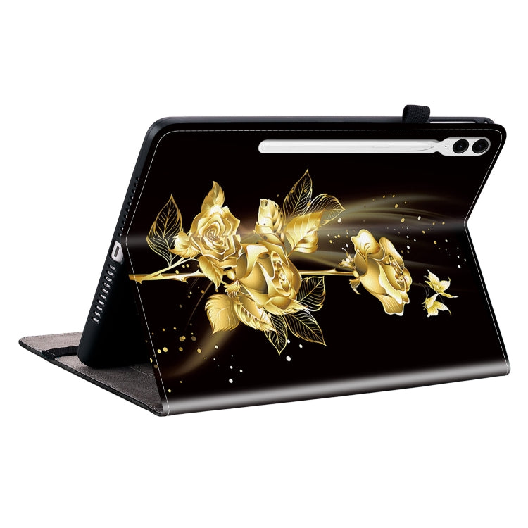 For Samsung Galaxy Tab S9+ / S9 FE+ Crystal Texture Painted Leather Tablet Case(Gold Butterfly Rose) - Galaxy Tab S9+ Cases by buy2fix | Online Shopping UK | buy2fix