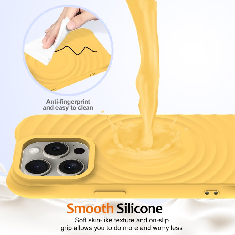 For iPhone 16 Pro Max Wave Texture MagSafe Magnetic Liquid Silicone Phone Case(Yellow) - iPhone 16 Pro Max Cases by buy2fix | Online Shopping UK | buy2fix