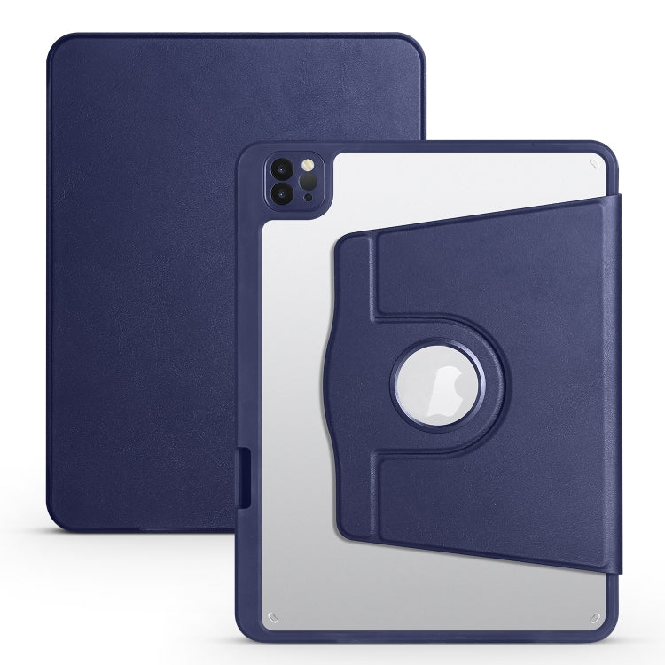 For iPad Air 13 2024 Acrylic 360 Degree Rotation Holder Leather Tablet Case(Dark Blue) - iPad Air 13 2024 Cases by buy2fix | Online Shopping UK | buy2fix