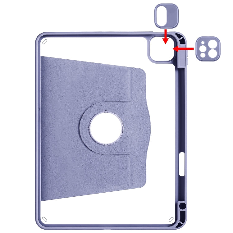 For iPad Air 13 2024 Acrylic 360 Degree Rotation Holder Leather Tablet Case(Lavender Purple) - iPad Air 13 2024 Cases by buy2fix | Online Shopping UK | buy2fix