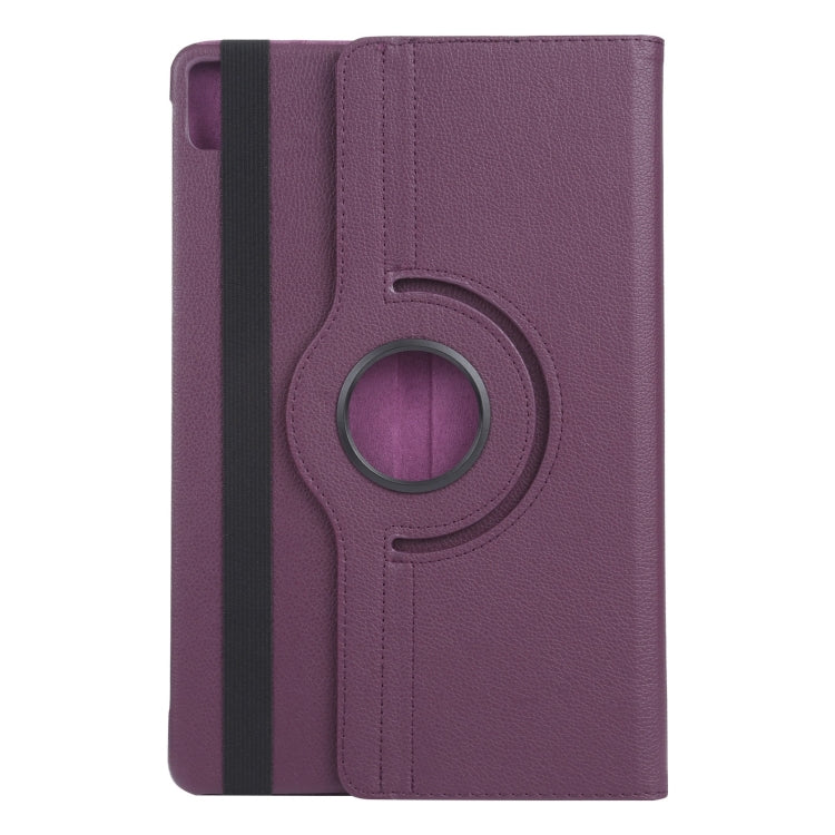 For iPad Pro 11 2024 360 Degree Rotation Litchi Texture Leather Tablet Case with Holder(Purple) - iPad Pro 11 2024 Cases by buy2fix | Online Shopping UK | buy2fix