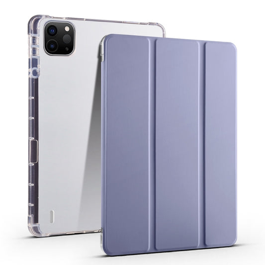 For iPad Pro 13 2024 3-fold Clear TPU Smart Leather Tablet Case with Pen Slot(Lavender Purple) - iPad Pro 13 2024 Cases by buy2fix | Online Shopping UK | buy2fix