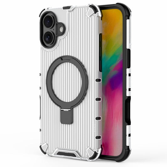 For iPhone 16 Plus Grating Holder Shockproof Phone Case(Transparent) - iPhone 16 Plus Cases by buy2fix | Online Shopping UK | buy2fix