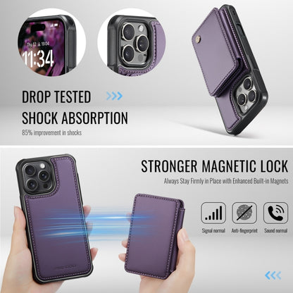 For iPhone 16 Pro Max JEEHOOD J05 Business Magnetic Style RFID Leather Phone Case(Purple) - iPhone 16 Pro Max Cases by JEEHOOD | Online Shopping UK | buy2fix