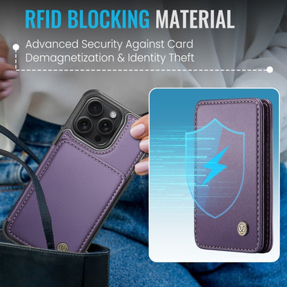 For iPhone 16 Pro Max JEEHOOD J05 Business Magnetic Style RFID Leather Phone Case(Purple) - iPhone 16 Pro Max Cases by JEEHOOD | Online Shopping UK | buy2fix