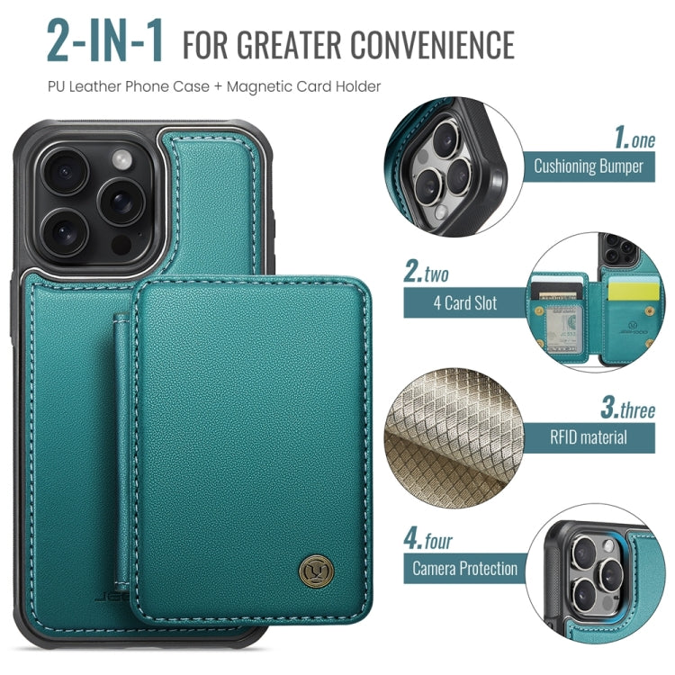 For iPhone 16 Pro Max JEEHOOD J05 Business Magnetic Style RFID Leather Phone Case(Blue Green) - iPhone 16 Pro Max Cases by JEEHOOD | Online Shopping UK | buy2fix