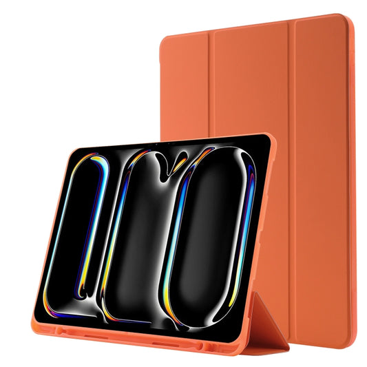 For iPad Pro 11 2024 Skin Feel Tri-fold Leather Tablet Case with Pen Slot(Orange) - iPad Pro 11 2024 Cases by buy2fix | Online Shopping UK | buy2fix