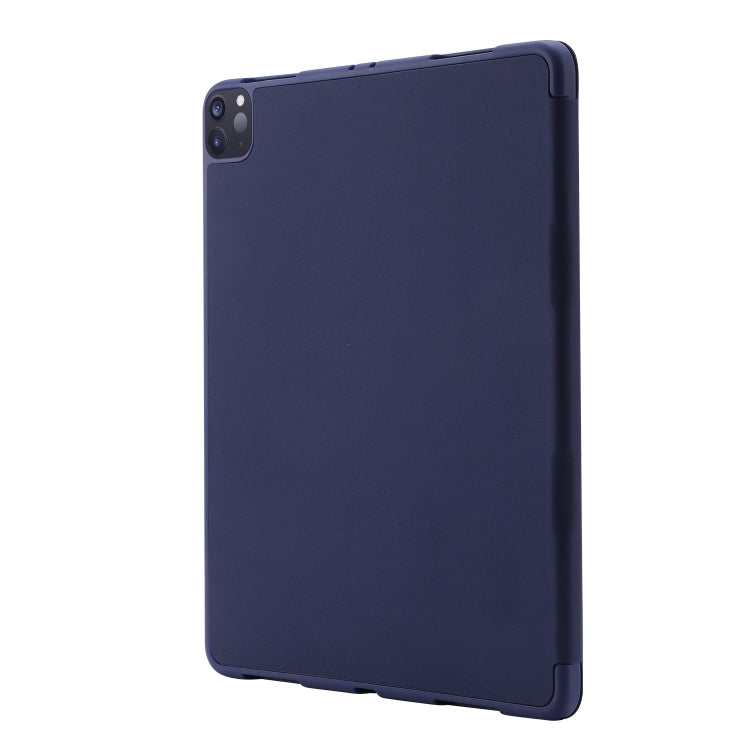 For iPad Air 13 2024 Skin Feel Tri-fold Leather Tablet Case with Pen Slot(Dark Blue) - iPad Air 13 2024 Cases by buy2fix | Online Shopping UK | buy2fix