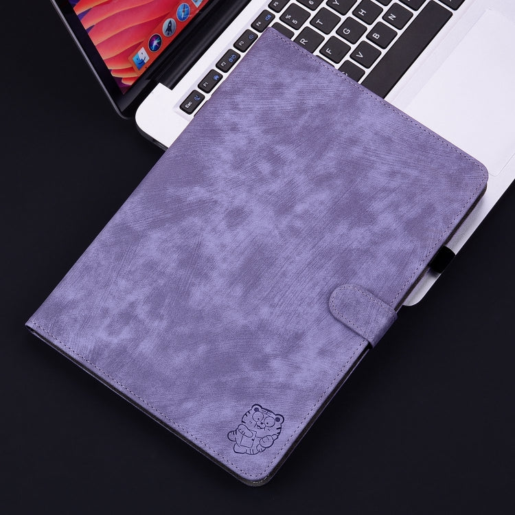 For iPad Air 11 2024 Embossed Tiger Pattern Leather Tablet Case(Purple) - iPad Air 11 2024 Cases by buy2fix | Online Shopping UK | buy2fix