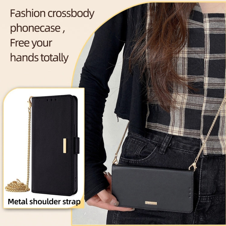 For Motorola Moto G Play 4G 2024 Crossbody Chain Leather Phone Case(Black) - Motorola Cases by buy2fix | Online Shopping UK | buy2fix