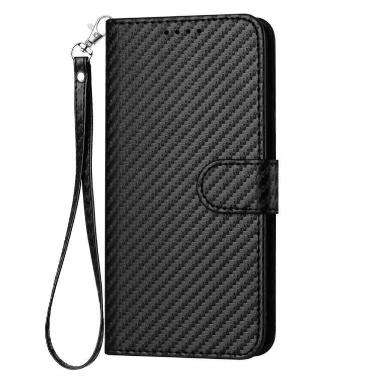 For iPhone 16 Pro Max YX0070 Carbon Fiber Buckle Leather Phone Case with Lanyard(Black) - iPhone 16 Pro Max Cases by buy2fix | Online Shopping UK | buy2fix