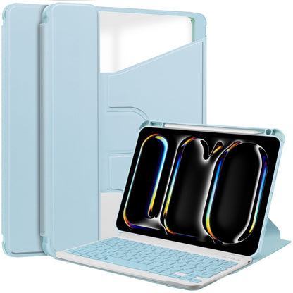 For iPad Pro 11 2024 Transparent Rotation Smart Leather Tablet Case with Keyboard(Sky Blue) - iPad Pro 11 2024 Cases by buy2fix | Online Shopping UK | buy2fix