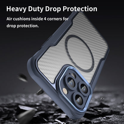 For iPhone 14 Pro Carbon Fiber Texture MagSafe Translucent Phone Case(Blue) - iPhone 14 Pro Cases by buy2fix | Online Shopping UK | buy2fix