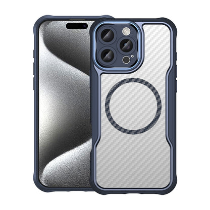 For iPhone 16 Pro Max Carbon Fiber Texture MagSafe Translucent Phone Case(Blue) - iPhone 16 Pro Max Cases by buy2fix | Online Shopping UK | buy2fix