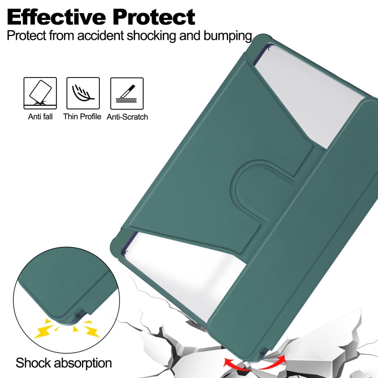 For iPad Air 11 2024 Transparent Rotation Smart Leather Tablet Case(Dark Green) - iPad Air 11 2024 Cases by buy2fix | Online Shopping UK | buy2fix