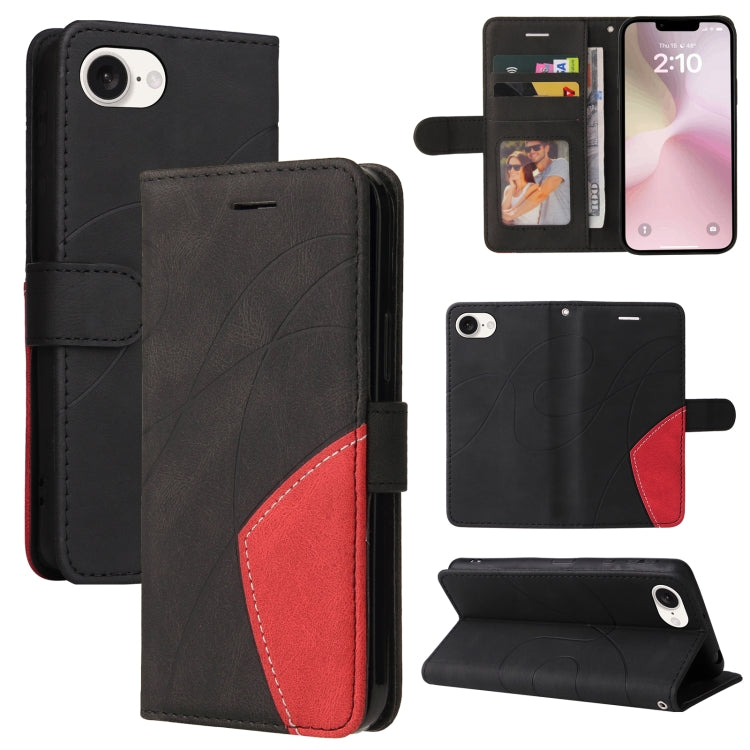 For iPhone SE 2024 Dual-color Splicing Flip Leather Phone Case(Black) - More iPhone Cases by buy2fix | Online Shopping UK | buy2fix