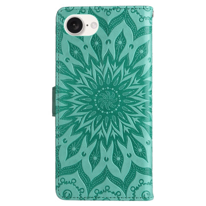 For iPhone SE 2024 Embossed Sunflower Pattern Flip Leather Phone Case(Green) - More iPhone Cases by buy2fix | Online Shopping UK | buy2fix