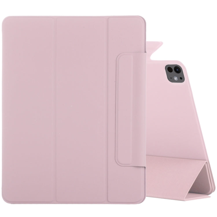 For iPad Pro 13 2024 Double-sided Clip Fixed Buckle Magnetic PU Leather Smart Tablet Case(Rose Gold) - iPad Pro 13 2024 Cases by buy2fix | Online Shopping UK | buy2fix