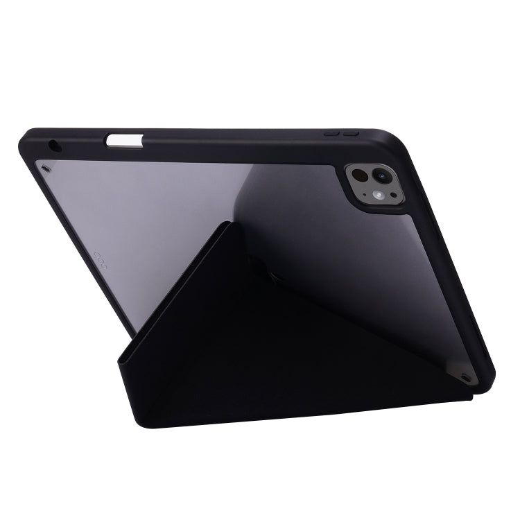 For iPad Pro 11 2024 Deformation Transparent Acrylic Leather Tablet Case(Black) - iPad Pro 11 2024 Cases by buy2fix | Online Shopping UK | buy2fix