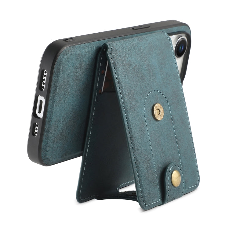 For iPhone 15 Pro Max Denior D14 NK Retro Pattern MagSafe Magnetic Card Holder Leather Phone Case(Blue) - iPhone 15 Pro Max Cases by Denior | Online Shopping UK | buy2fix