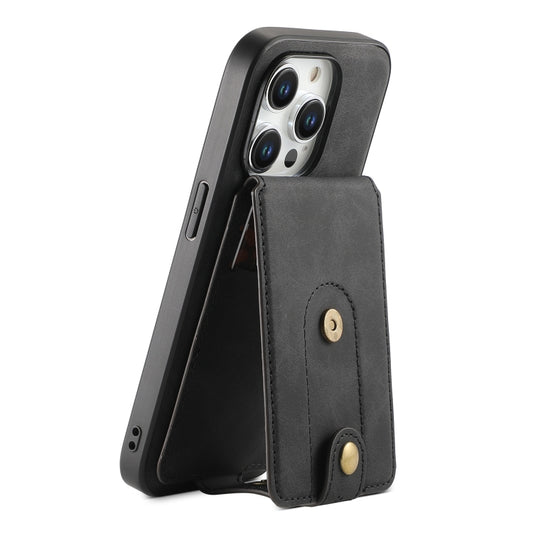 For iPhone 15 Pro Max Denior D14 NK Retro Pattern MagSafe Magnetic Card Holder Leather Phone Case(Black) - iPhone 15 Pro Max Cases by Denior | Online Shopping UK | buy2fix