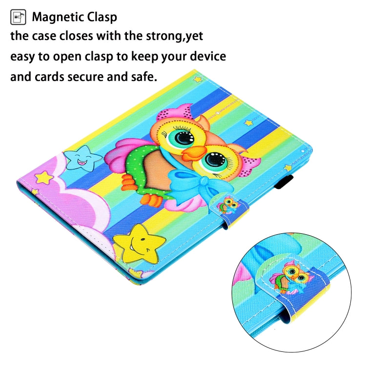 For iPad Pro 11 2024 Coloured Drawing Stitching Smart Leather Tablet Case(Rainbow Owl) - iPad Pro 11 2024 Cases by buy2fix | Online Shopping UK | buy2fix