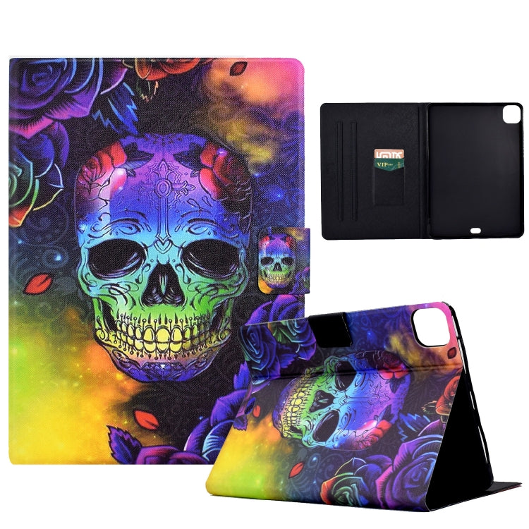 For iPad Pro 11 2024 Colored Drawing Smart Leather Tablet Case(Skull) - iPad Pro 11 2024 Cases by buy2fix | Online Shopping UK | buy2fix