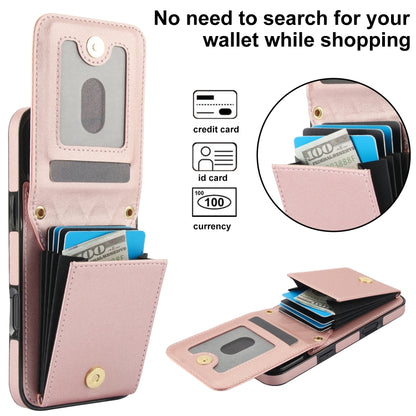 For iPhone 16 YM015 Crossbody Rhombic Card Bag RFID Phone Case(Rose Gold) - iPhone 16 Cases by buy2fix | Online Shopping UK | buy2fix