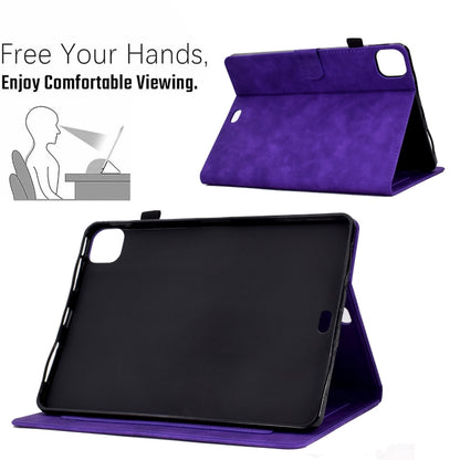 For iPad Pro 11 2024 Peony Butterfly Embossed Leather Smart Tablet Case(Purple) - iPad Pro 11 2024 Cases by buy2fix | Online Shopping UK | buy2fix