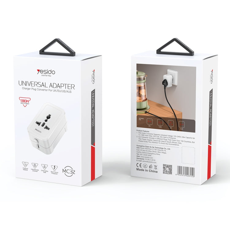 Yesido MC32 Global Universal Plug Adapter(White) - Multifunction Charger by Yesido | Online Shopping UK | buy2fix