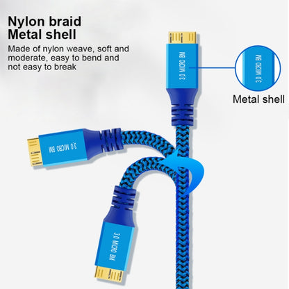 USB 3.0 Male To Micro USB 3.0 Male Braided Cable, Length:0.6m(Blue) - USB 3.0 by buy2fix | Online Shopping UK | buy2fix