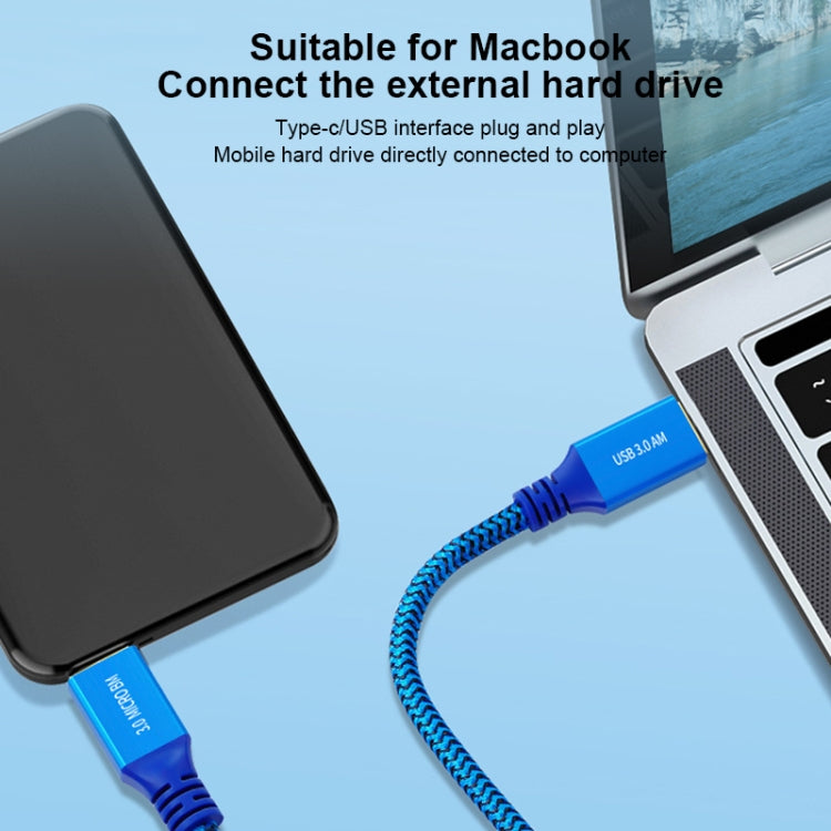 USB 3.0 Male To Micro USB 3.0 Male Braided Cable, Length:0.6m(Blue) - USB 3.0 by buy2fix | Online Shopping UK | buy2fix