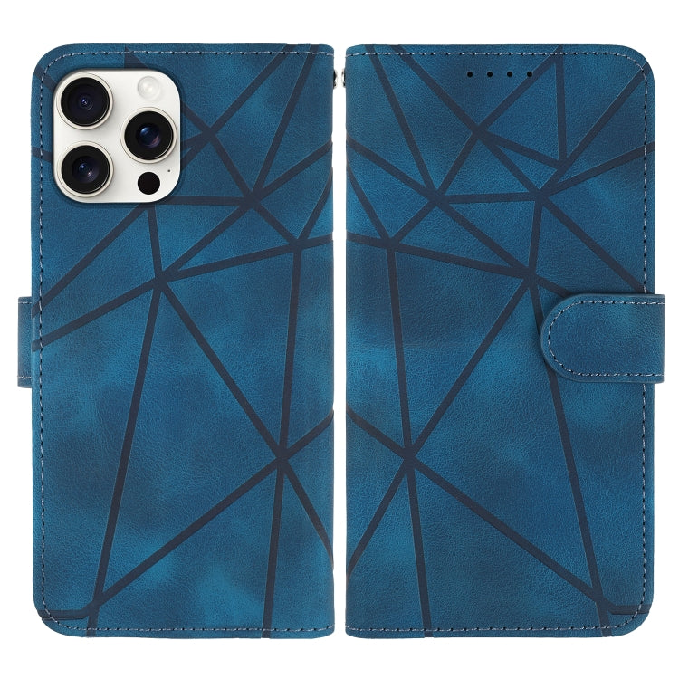 For iPhone 16 Pro Skin Feel Geometric Lines Leather Phone Case(Blue) - iPhone 16 Pro Cases by buy2fix | Online Shopping UK | buy2fix