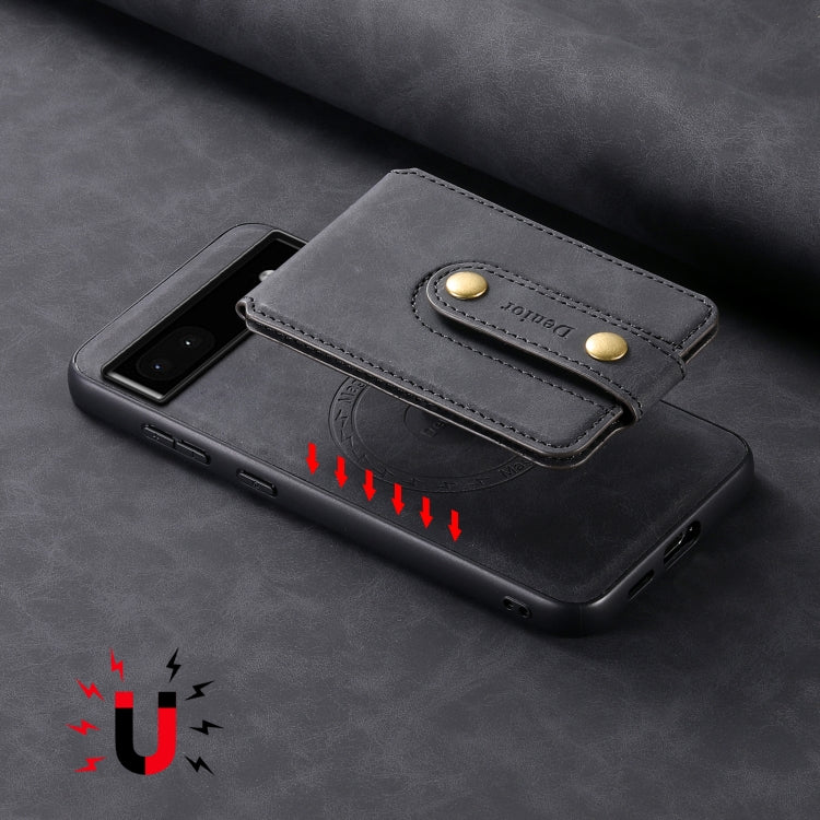 For Google Pixel 6a Denior D14 NK Retro Pattern MagSafe Magnetic Card Holder Leather Phone Case(Black) - Google Cases by Denior | Online Shopping UK | buy2fix