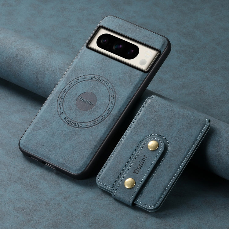 For Google Pixel 8 Pro Denior D14 NK Retro Pattern MagSafe Magnetic Card Holder Leather Phone Case(Blue) - Google Cases by Denior | Online Shopping UK | buy2fix