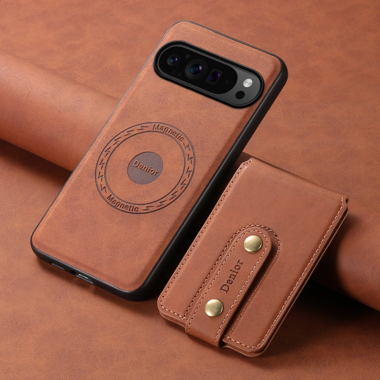 For Google Pixel 9 Pro Denior D14 NK Retro Pattern MagSafe Magnetic Card Holder Leather Phone Case(Brown) - Google Cases by Denior | Online Shopping UK | buy2fix