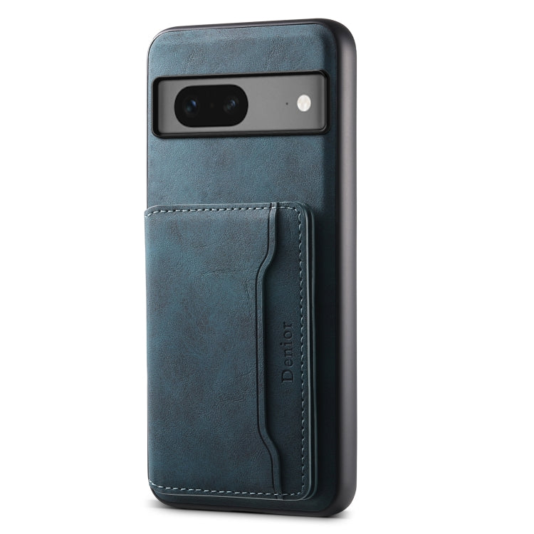 For Google Pixel 7 5G Denior D13 Retro Texture Leather MagSafe Card Bag Phone Case(Blue) - Google Cases by Denior | Online Shopping UK | buy2fix