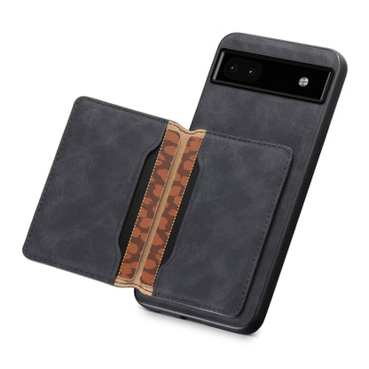 For Google Pixel 6a Denior D13 Retro Texture Leather MagSafe Card Bag Phone Case(Black) - Google Cases by Denior | Online Shopping UK | buy2fix